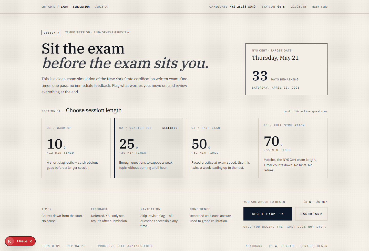 H · Exam Sim